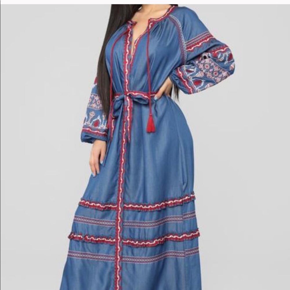 Fashion Nova Denim Maxi Dress